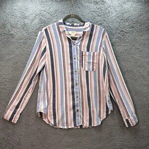 Maeve by Anthropology Women's Medium Linen Blend Long Sleeve Button Up Shirt EUC